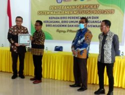 Biro di Undana JANGAN Dulu Merasa NYAMAN Terima SERTIFIKAT ISO